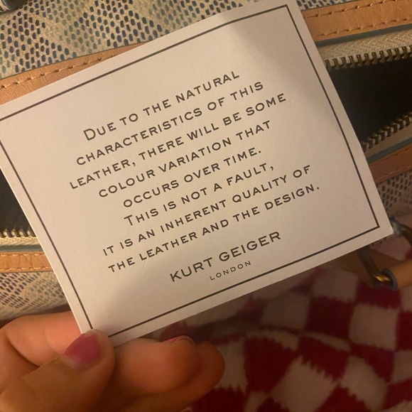 Kurt Geiger Blue and Tan Satchel with Gold Hardware - Picture 5 of 6